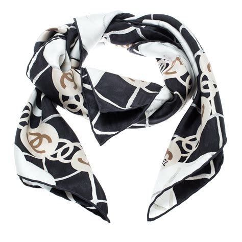 chanel black logo scarf|silk wrap by ms chanel.